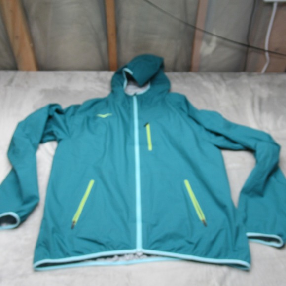 Hoka Jacket Mens XL Blue Tecsky Waterproof Lightweight Hooded Pack Trail Running